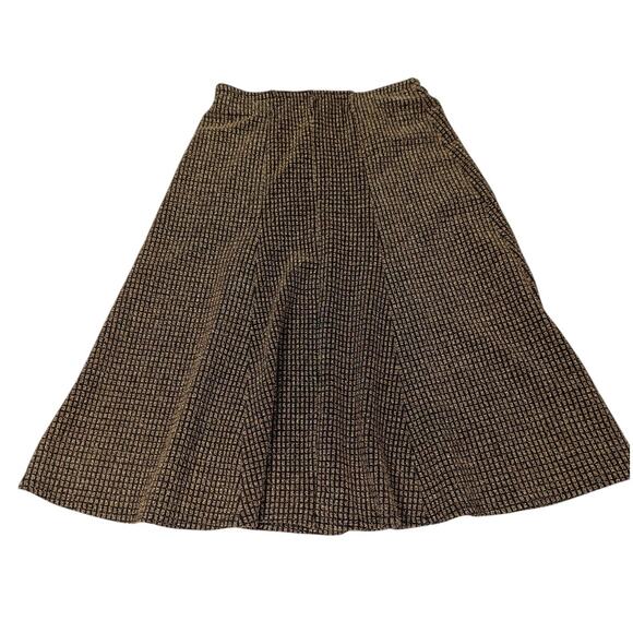 Y2K Vintage Espresso Metallic A Line Skirt Gold and Black Size Small - Picture 2 of 10